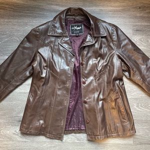 Brown Leather Blazer, size 1X, good condition